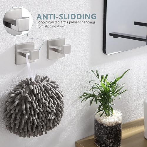 Vista 61 de KOKOSIRI Bathoom - Gancho para toallas, montaje en pared, cuadrado, para bata de baño, gancho para abrigos, cocina, garaje, resistente, acero Cromo