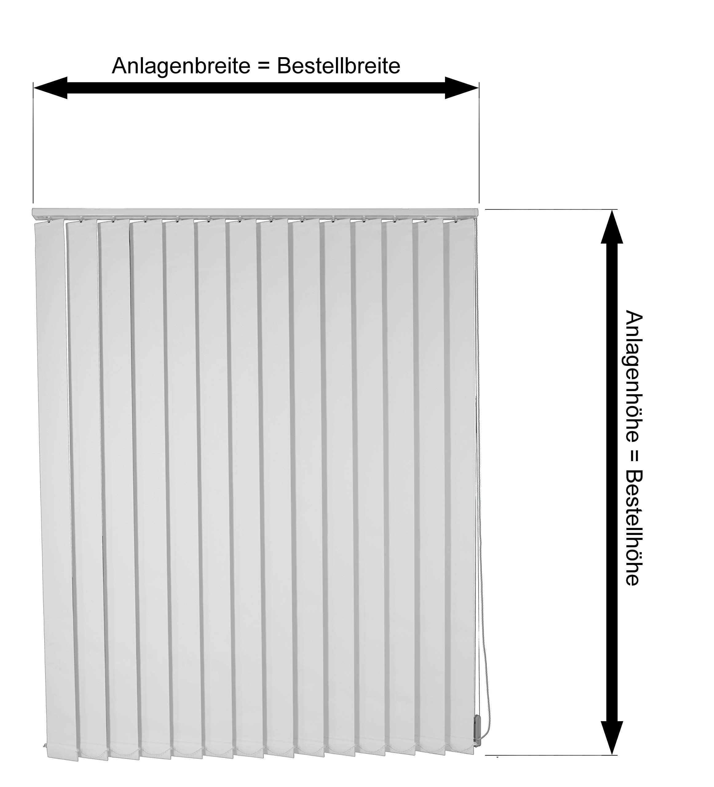 Schiebevorhang Lamellenvorhang auf Maß viele Größen & Farben Blickdicht lichtdurchlässig Fenster Vorhang Vertikaljalousie Schiebegardine (Breite 180,1-200 cm x Höhe 140,1-160 cm, Weiß)
