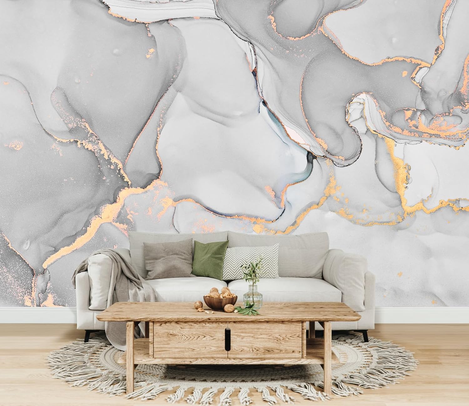 White Marble Self Adhesive Wallpaper Abstract Art Wall Mural for Living Room Bedroom