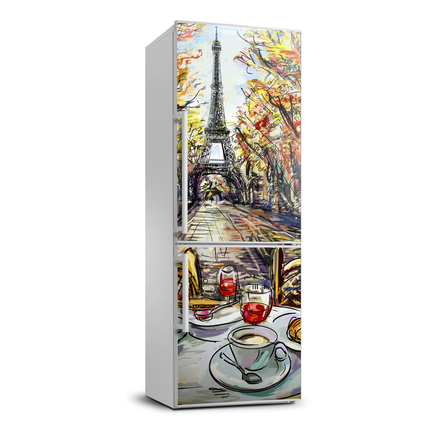 Autocollant frigo 70x190cm motif petit-déjeuner pour déco cuisine
