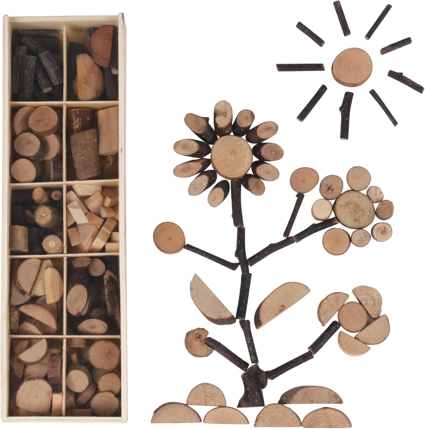 Candywood Wooden Unfinished Craft Kits Toy,Unfinished Natural Wood Slices Loose Part Play,DIY Wood Slices Kit for Toddler 3+(Small Size)