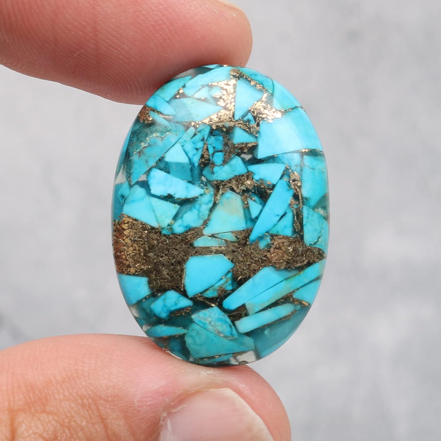 REAL-GEMS Natural Copper Turquoise 28 Ct. Beautiful Oval Cut Loose Gemstone For Chakra Healing Stone,Wikka, Reiki, Yoga, Meditation Stone,DIY Jewelry Making