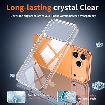 for iPhone 17 Pro Case Clear [Anti-Yellowing][Military-Grade Protection] Shockproof Silicone TPU Bumper Ultra Slim Phone Case for iPhone 17Pro 5G 2025 Cover,Crystal Clear