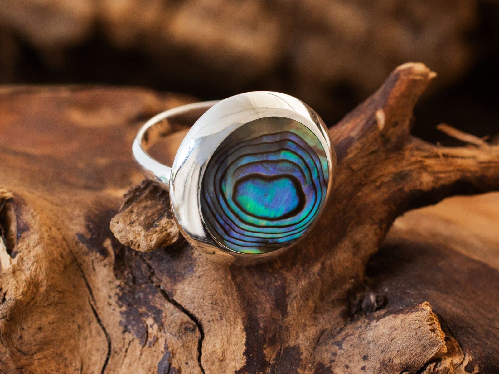 Fly Style Damen Ring aus 925 Silber - offener Ring mit Muschel oder Stein Inlays
