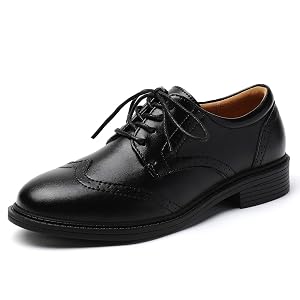 Platform Oxfords for Women Wingtip Shoes Saddle Black Oxford Shoes for Women Vintage Formal Business Dress Leather Flats