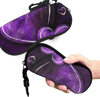 Purple Hearts Sunglasses Soft Case Ultra Light Neoprene Eyeglass Case Portable Glasses Case with Belt Clip