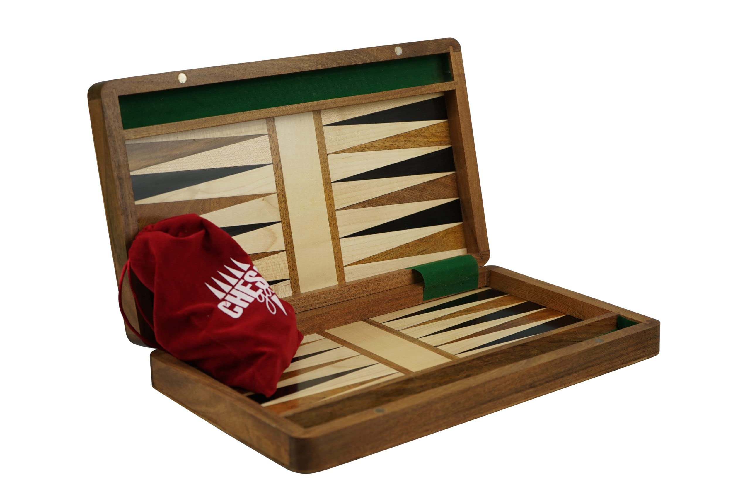 Ensemble de backgammon en bois massif 25,4 cm