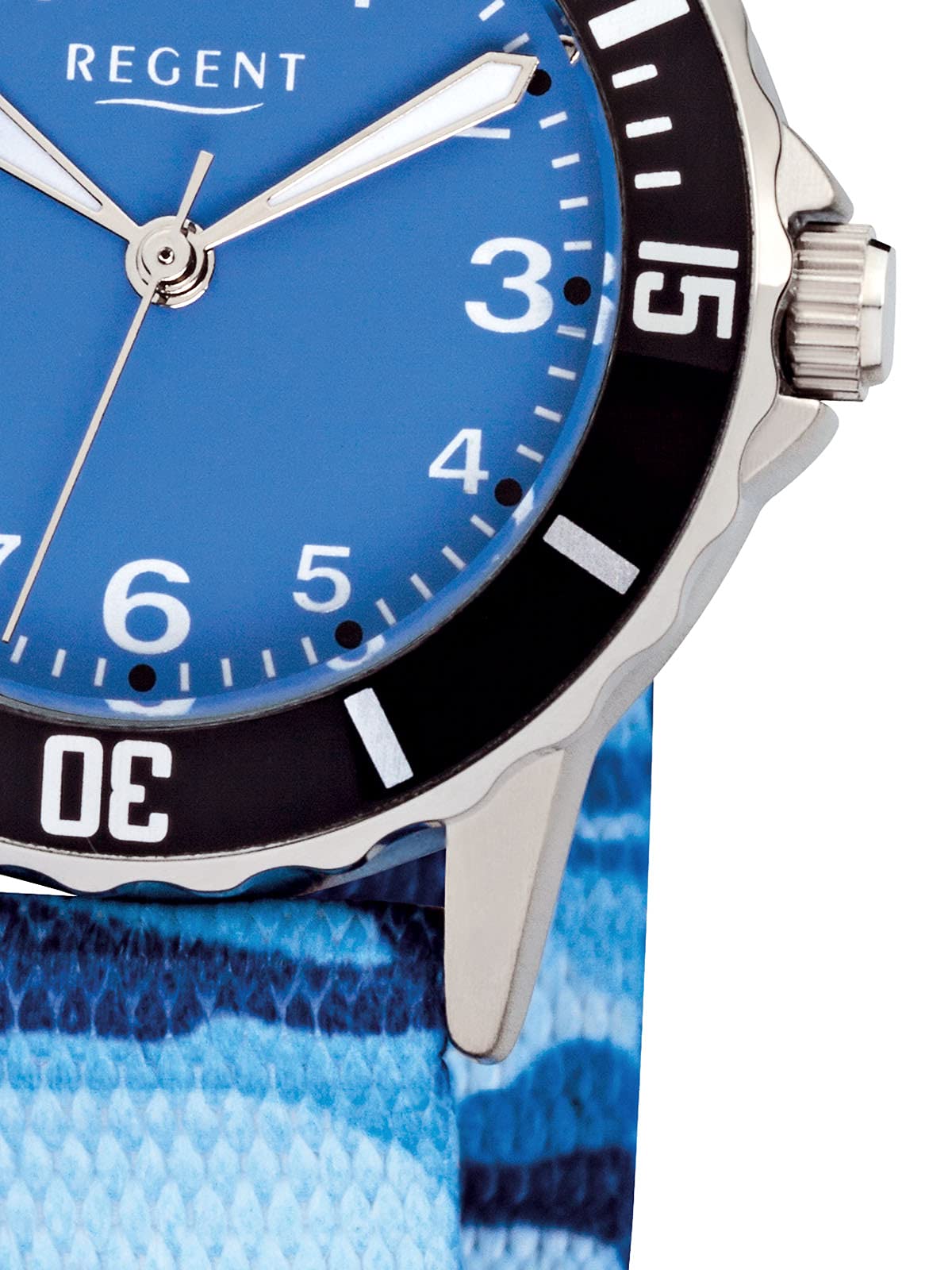 REGENT Armbanduhr für Jungen Junioruhr Kinderuhr mit Camouflage Textilband Arabische Zahlen Quarz mit drehbarer Lünette