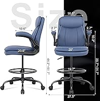Vista 3 de Misolant Leather Drafting Chair, Tall Office Chair for Standing Desk, High Executive Office Chair with Adjustable Height and Flip-up Armrest for