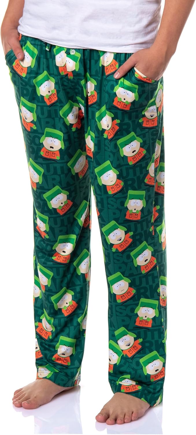 South Park Men's Kyle Broflovski Expressions Print Sleep Pajama Pants For Adults Lounge Bottoms