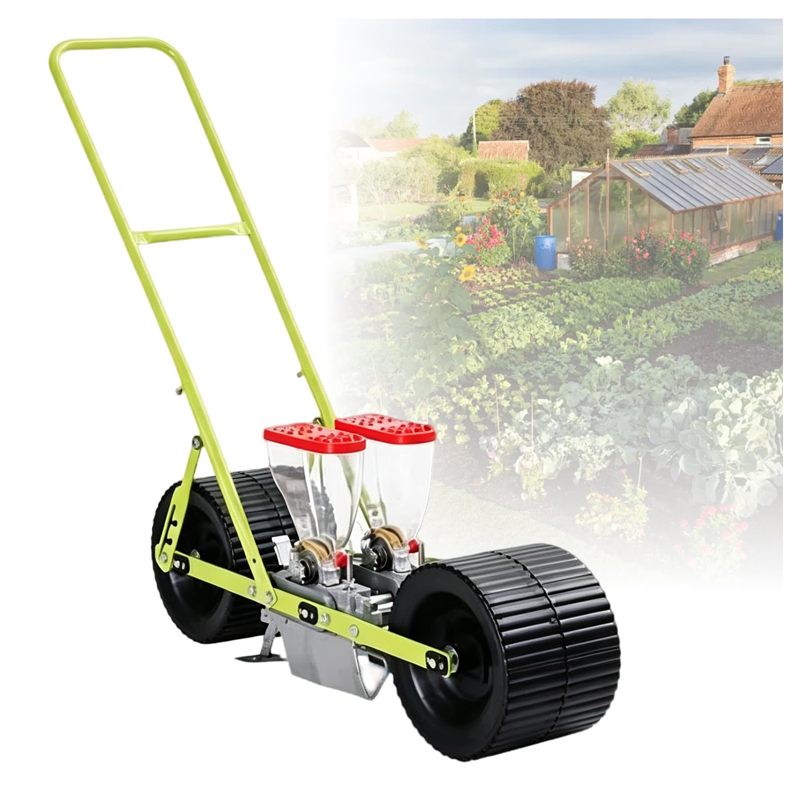 ZHENYUWANG Handgesämaschine 2Rows | Geeignet für 2–10 mm große Samen (Koriander/Kohl/Radieschen), einstellbarer Reihenabstand/Pflanzenabstand/Saattiefe