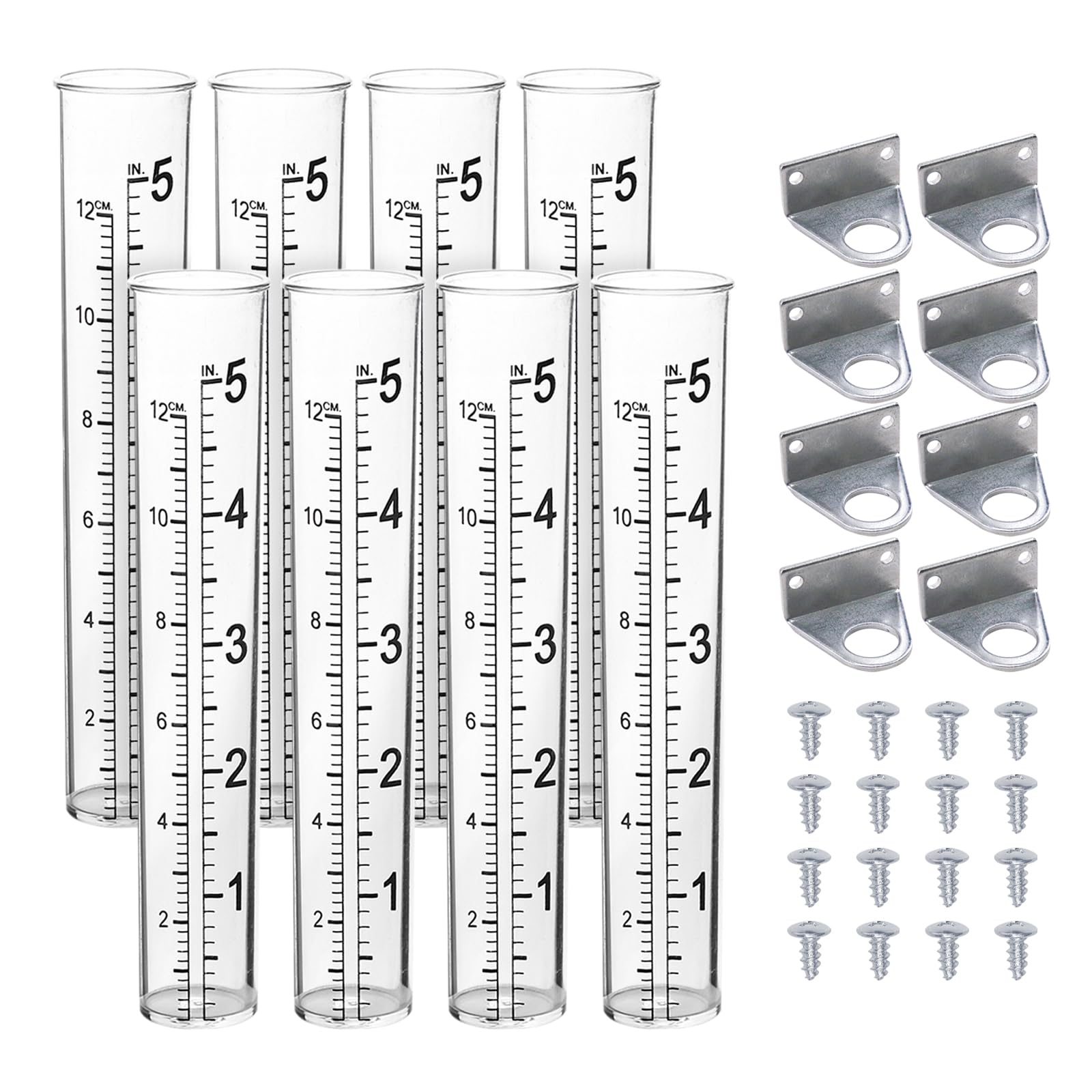 Jauge de pluie plastique : lot de 8 tubes de rechange de 12,7 cm pour jardin