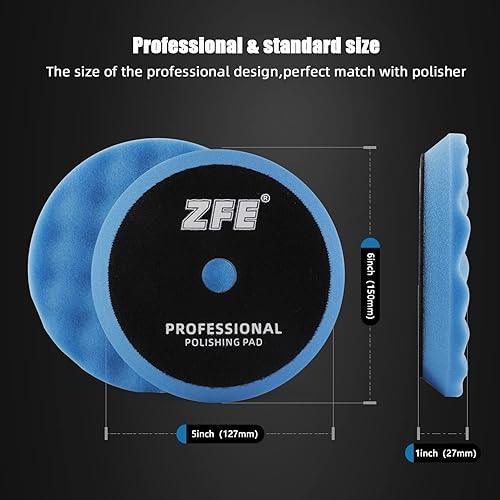 Miniatura 3 de Almohadillas de pulido para pulir, 7 unidades de 5 pulgadas (4.921 in), almohadillas de pulido de espuma de gofre, kit de almohadillas de lana para