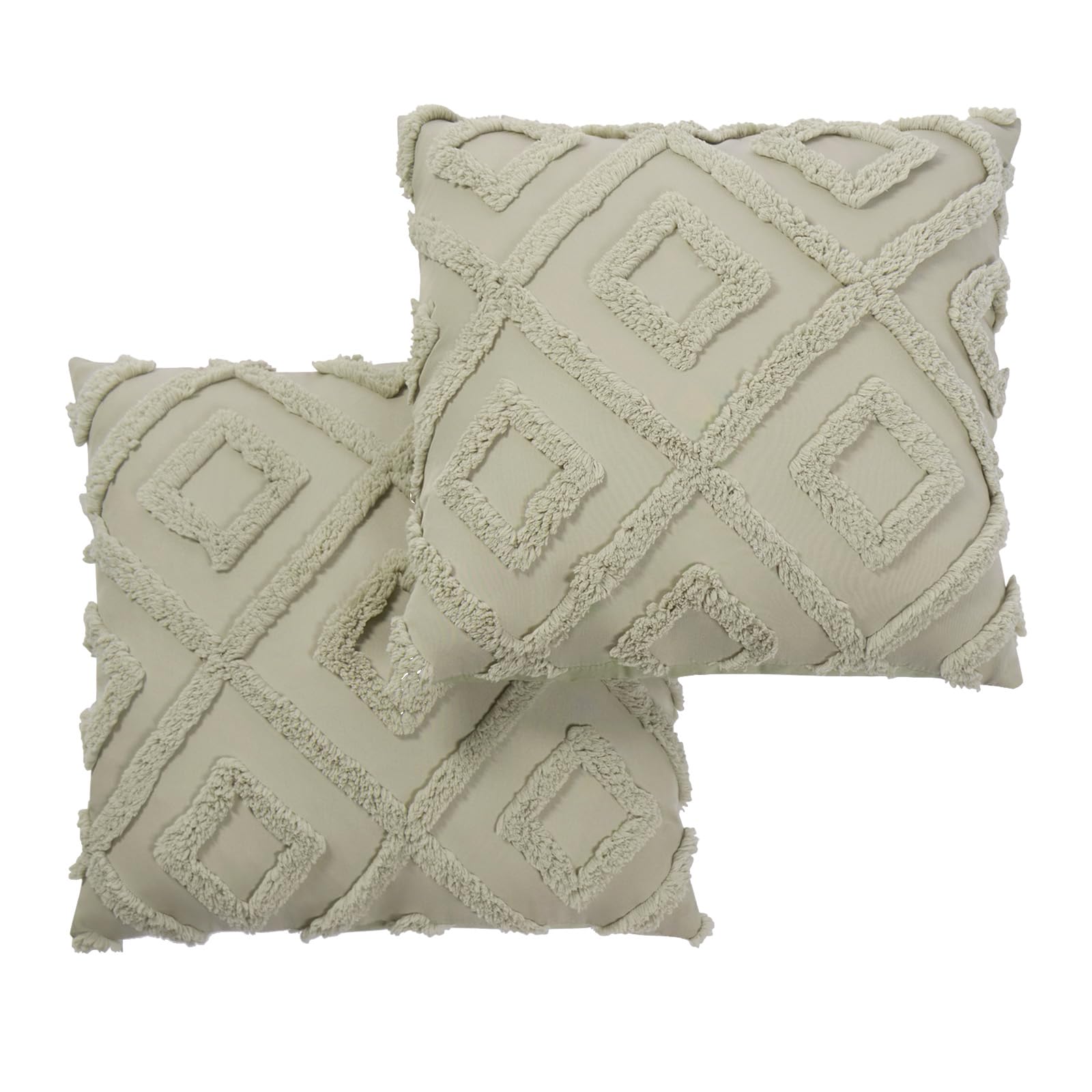 Ohs Sage Green Cushion Covers 45 X 45Cm, Ultra Soft Decorative Tufted Arch Design Throw Pillow Covers Pack Of 2 With Invisible Zipper For Sofa Bed Livingroom