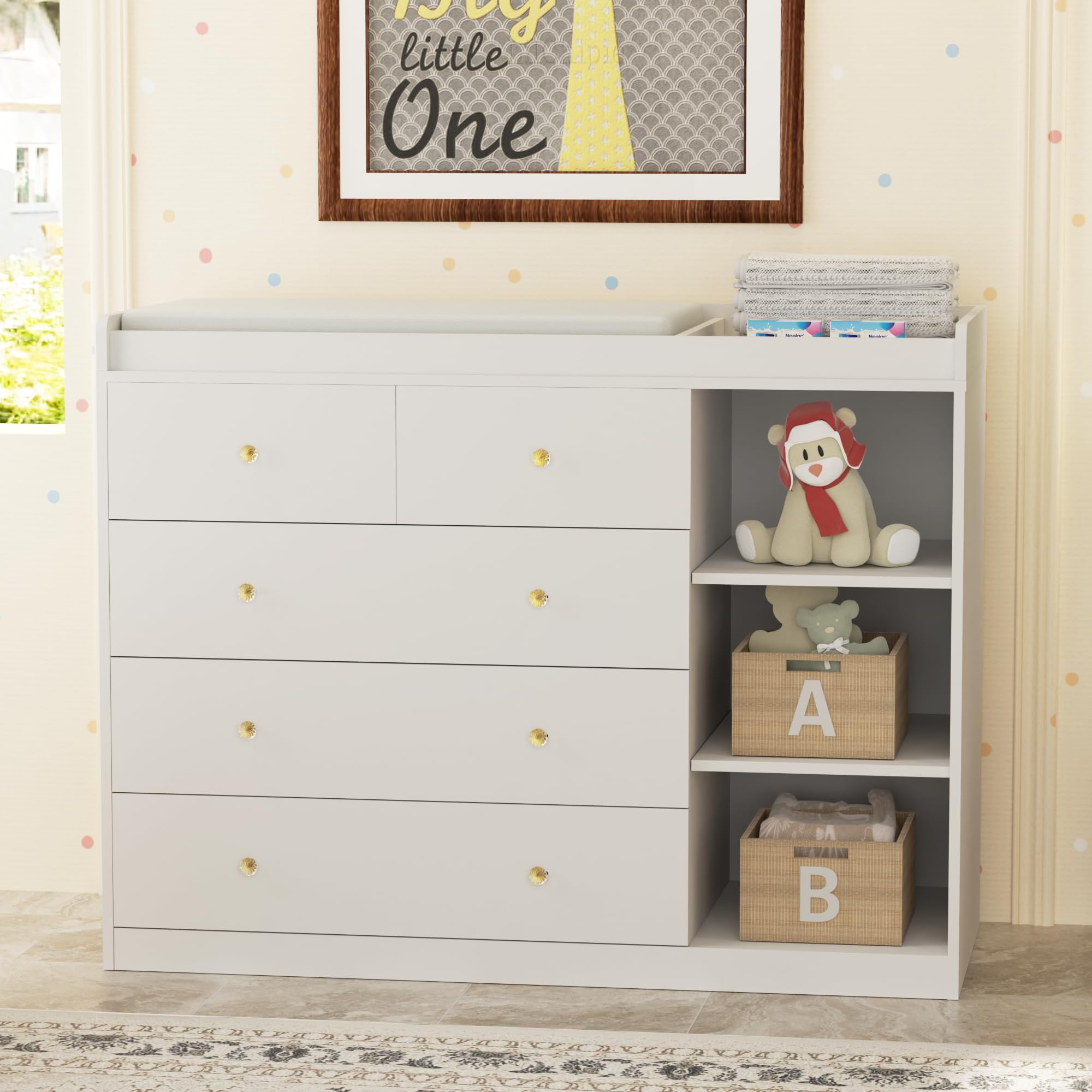Amazon.com: Baby Dresser Changing Table with 5 Drawers(47.2