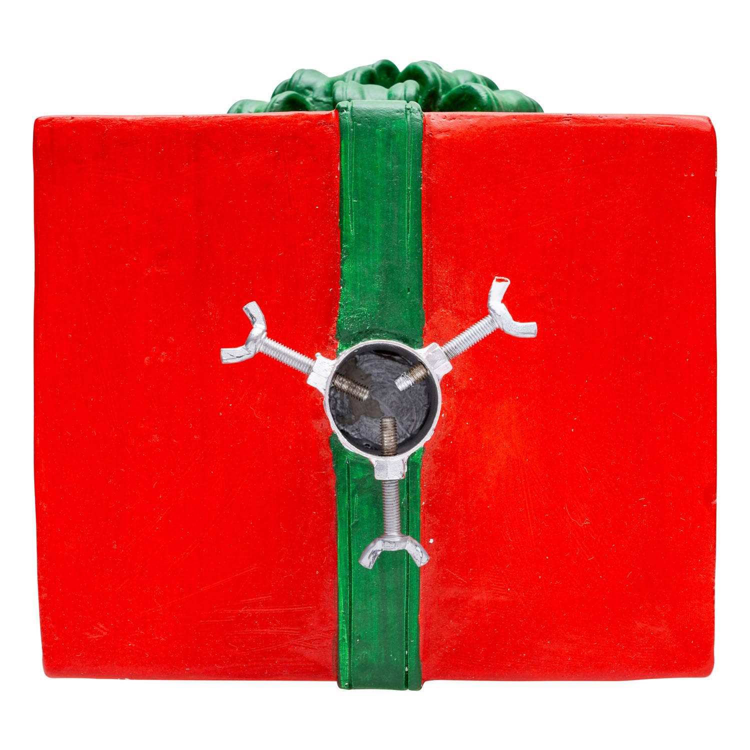 Nataland Base Pacco Regalo per Albero di Natale Dipinta A Mano, Supporto Decorativo Robusto e Stabile Alto 27 Cm con Aggancio Universale per Alberi Fino A 210 cm