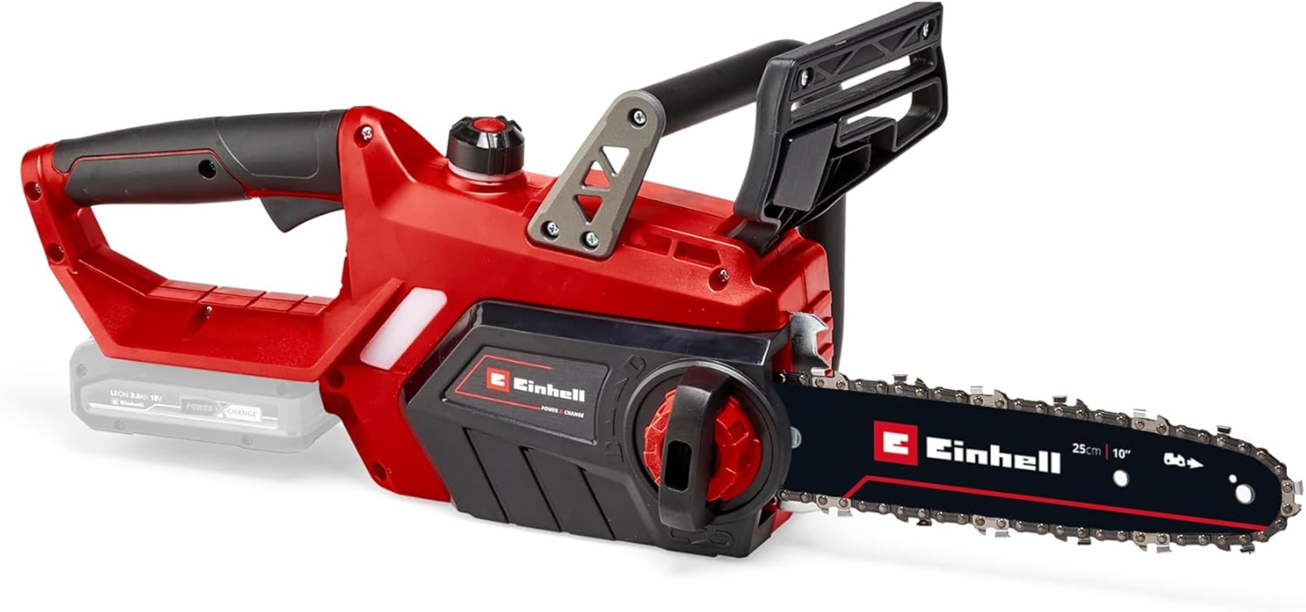 Einhell Tronçonneuse sans fil GE-​LC 18/​25 Li Solo - Power X-​Change (18 V, Longueur du guide 25 cm, Longueur de coupe 23 cm) Livré sans Batterie ni Chargeur