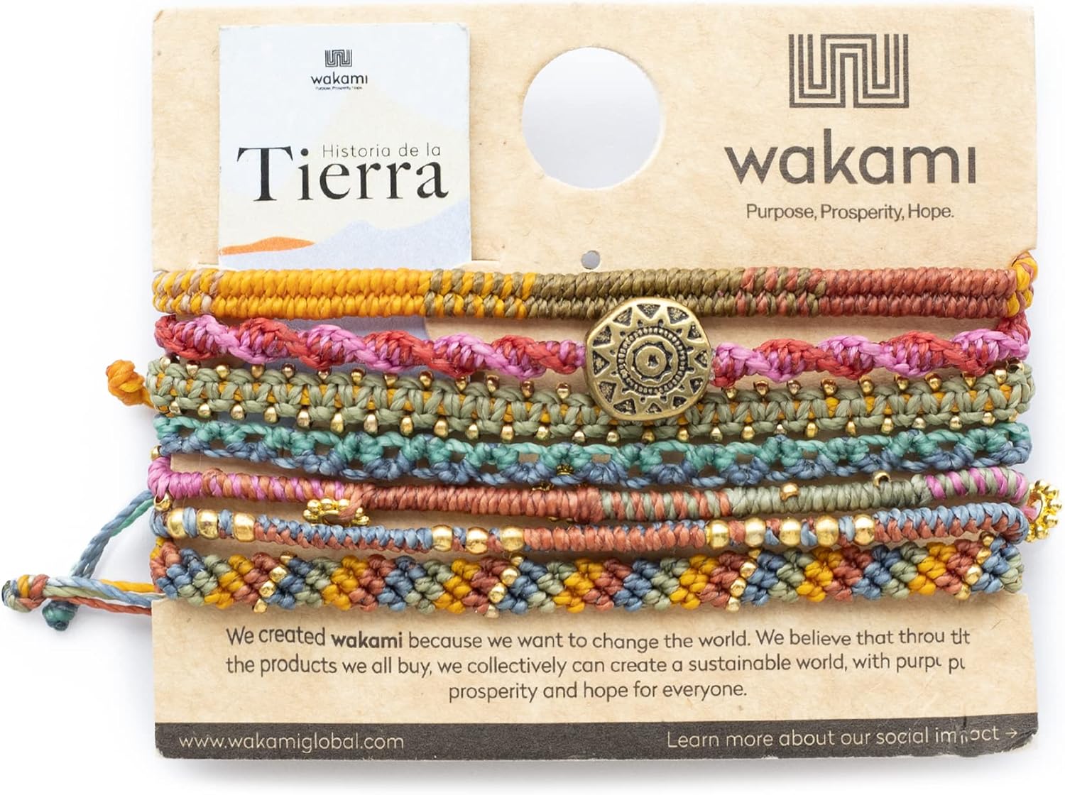 Wakami Boho Earth Charm Bracelets | Braided Beaded Stackable Waterproof Women's Jewelry | Fair Trade Handmade & Valentine's Gifts for Women and Men