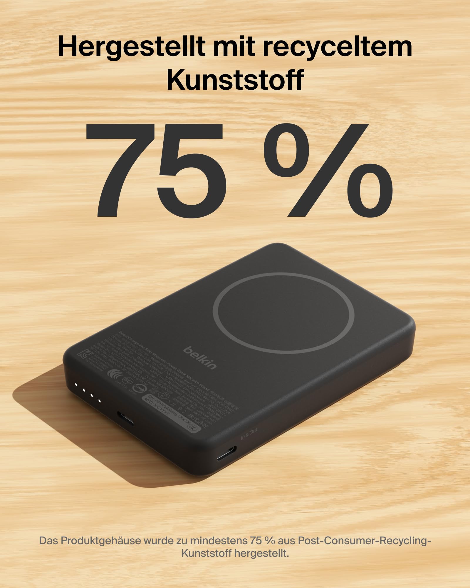 Belkin BoostCharge 10000mAh Magnetische Power Bank mit Ständer – Schwarz