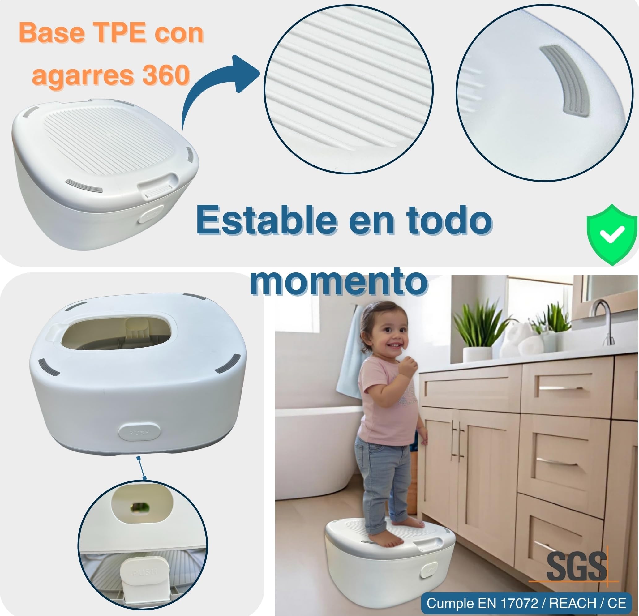 Orinal Bebé 3 en 1 Plegable | Reductor WC, Taburete y Orinal con Sticker de entrenamiento | Antideslizante, Portátil, Suave y Ergonómico | ideal de 1–6 Años
