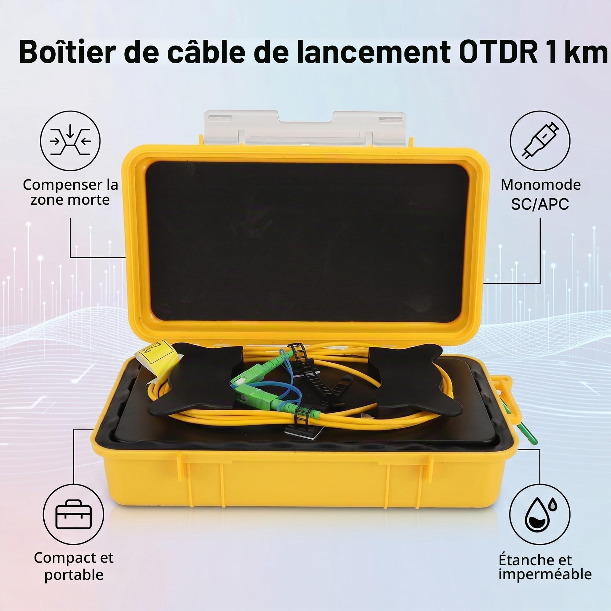 Boîtier Lancement OTDR, Éliminateur Zone Morte SM 1km SC/-SC/, Câble Prolongateur Fibre Optique, pour Test Réseau Et Mesure