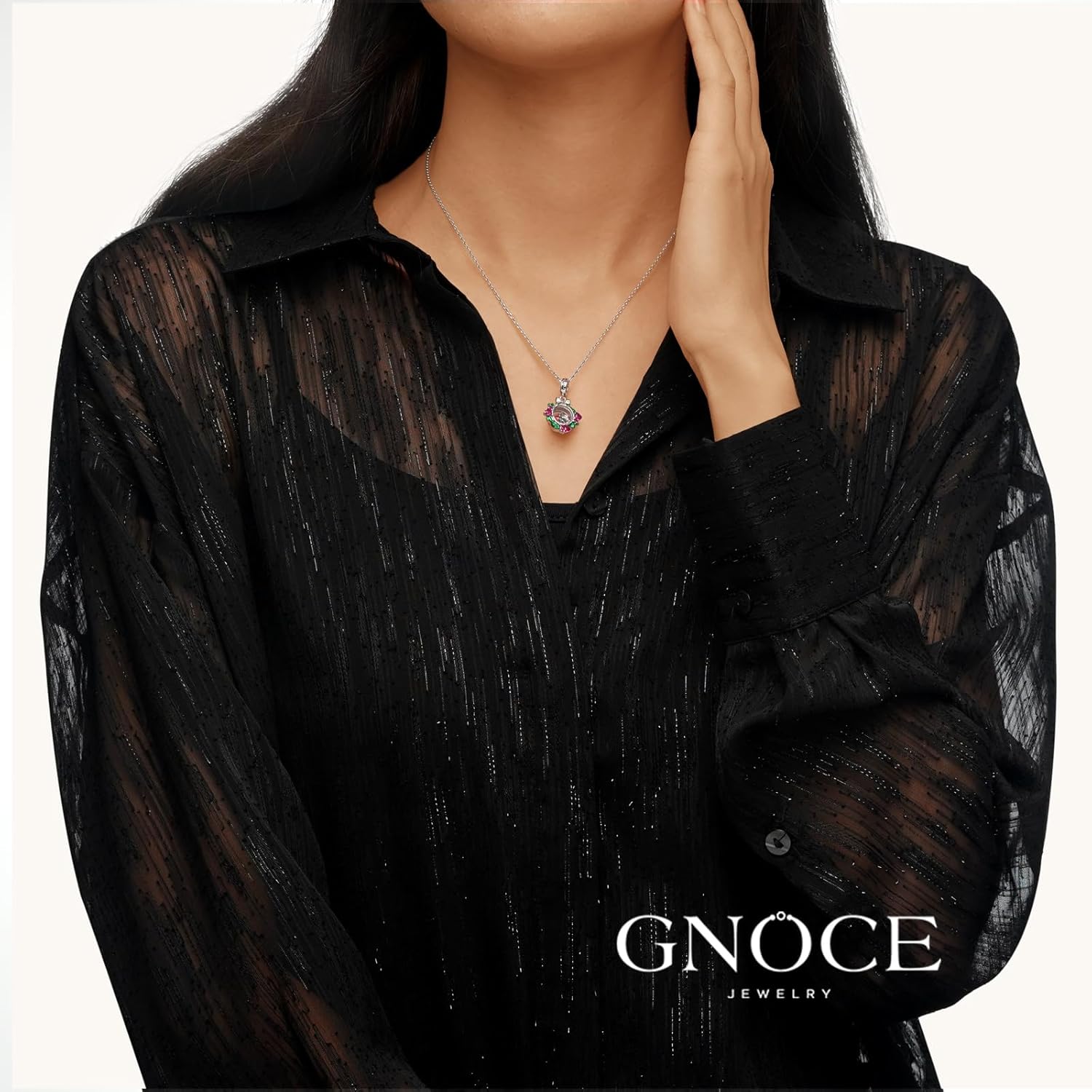 GNOCE Christmas Transparent Garland Gem Pendant Dangle Charm Sterling Silver Christmas Charm Fit Bracelet/Necklace for Women Wife/Jewelry Gift - Image 5