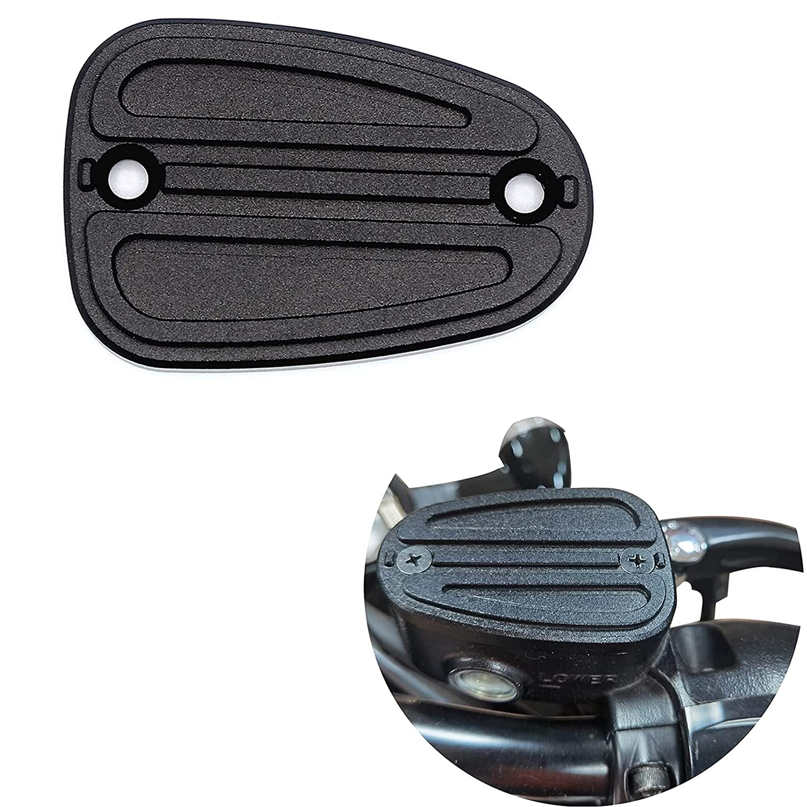 CANMIYOU Front Brake Fluid Reservoir Cap, CNC Aluminum Brake Fluid Cover fits for Bobber Bonneville Speedmaster Thruxton (Black-FBA, S)