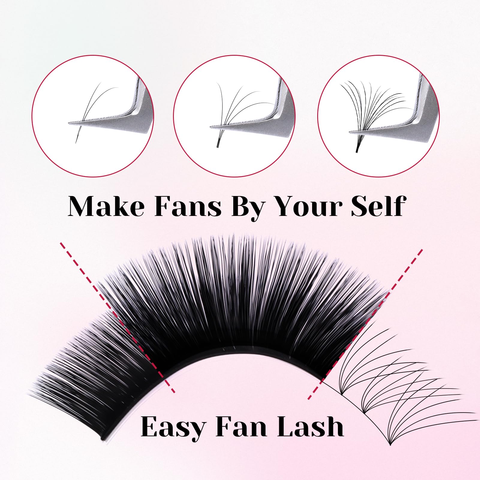 Extension Ciglia Easy Fan 0.05mm C Curl 8-14mm Misto 2D~20D Estensioni Ciglia Ciuffetti Volume Russo Seta Professionale FADVAN(0.05C, mix8-14mm)