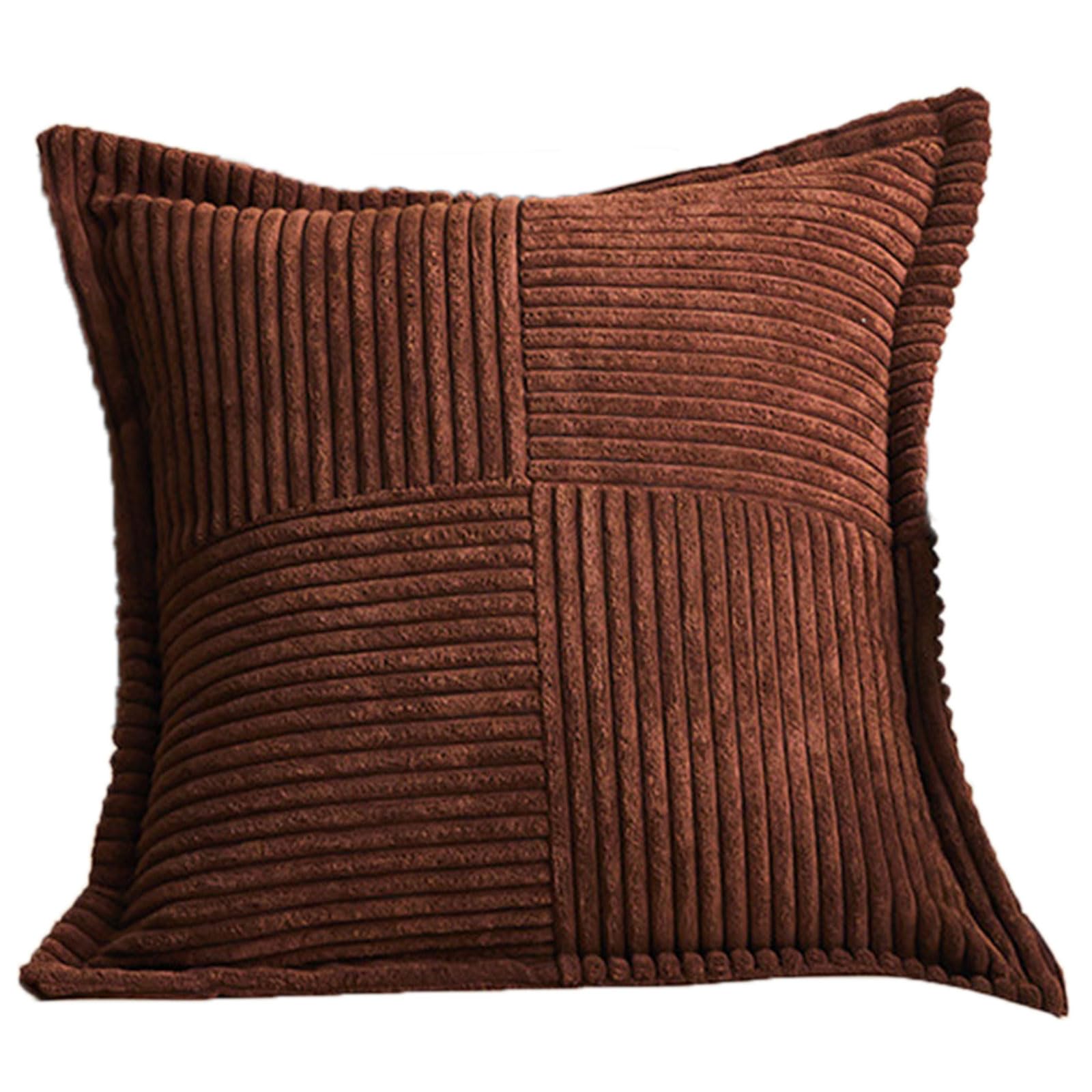 Kalttoy Dark Brown Pillow Cover Stripe Cushion Covers 45X45cm Square Decorative Pillow Cover For Home School Bed Sofa Couch Throw Covers