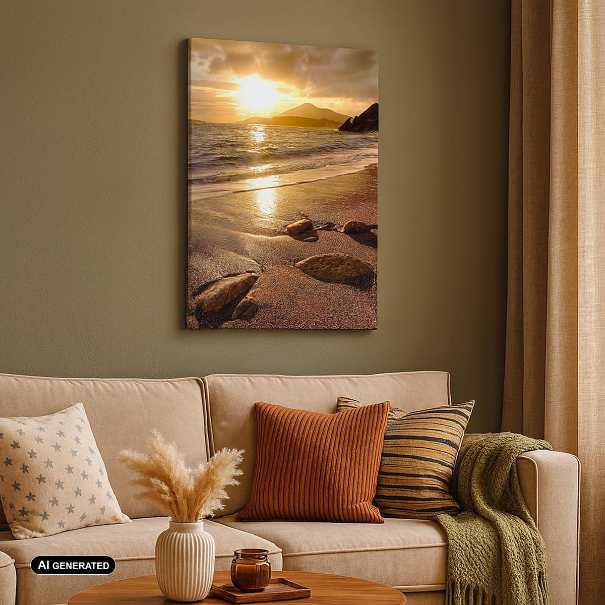 ARTTOR Moderno Quadro su Tela 50x70 cm Verticale Paesaggi Marino - 2527 | Spiaggia Nuvole Sera Quadro Decorativo Piccolo Soggiorno Camera da Letto Decorazione da Parete Arte da Parete ARTTOR