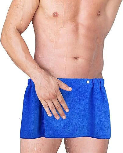 Miniatura 2 de Envoltura de ducha para hombres,Toalla de baño para hombres,Toalla de baño portátil (azul grande)