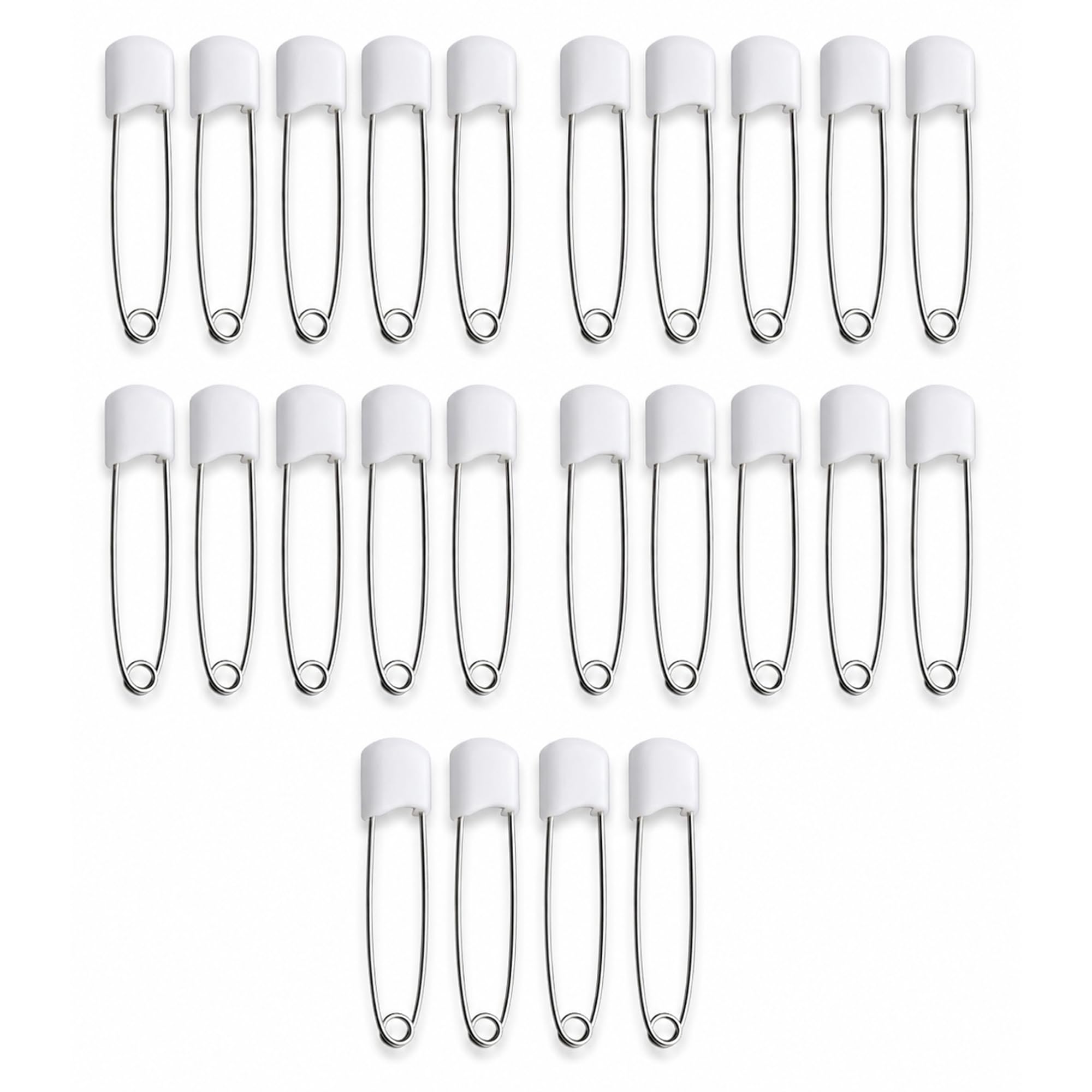 24 Baby Nappy Safety Pins, 2.2 Inch Diaper Plastic Push-in Pins, 55mm Durable Head Fasteners With Safety Lock Closures, Stainless Steel, Ideal for Terry Squares, Flat and Prefold Nappies (24 Pack)