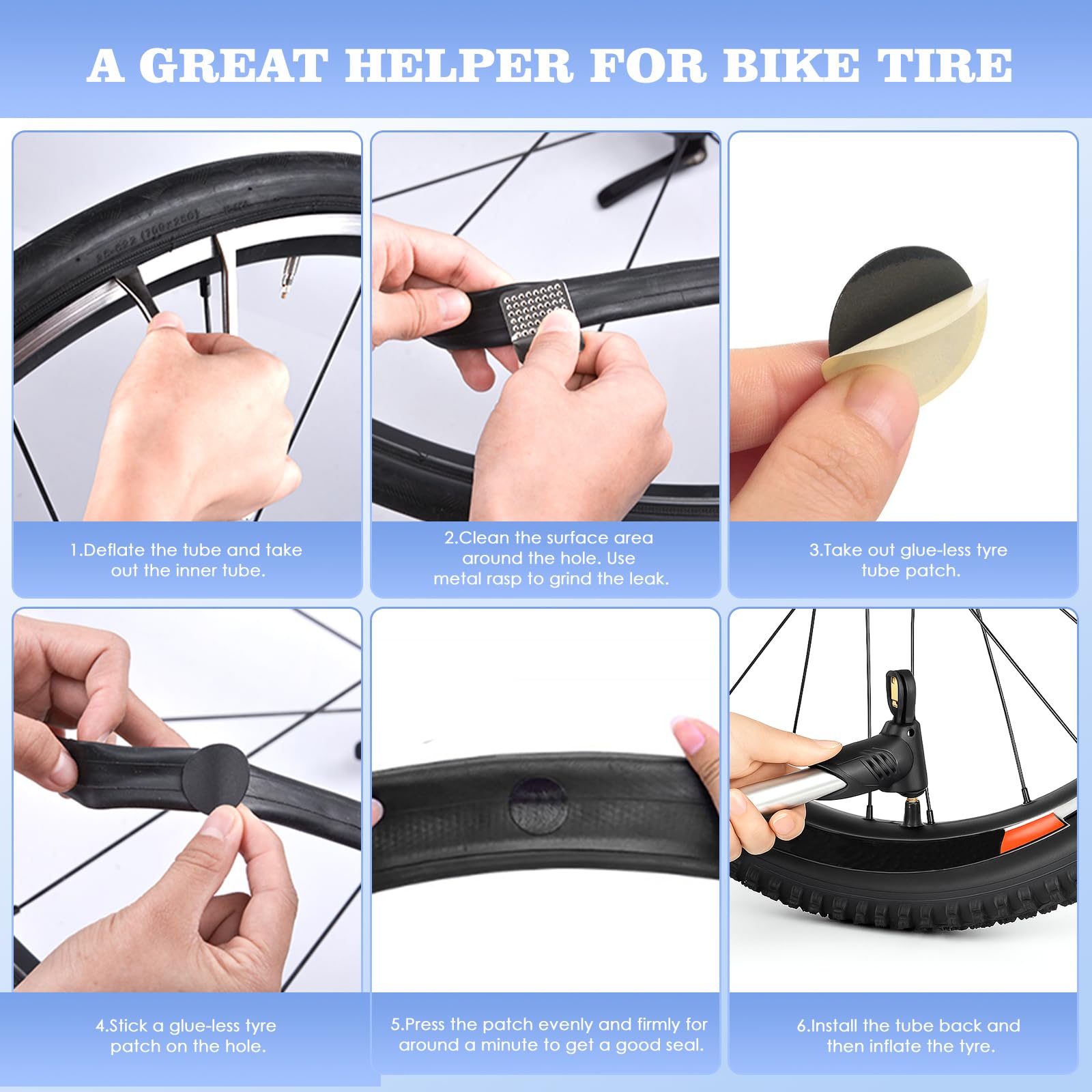 Ninonly 34PCs Kit Riparazione Bici con 120 PSI Pompa Kit Riparazione Pneumatici Bici con 16 in 1 Attrezzo Multifunzione Kit Riparazione Gomme Bici per l'uso in Situazioni di Emergenza Durante