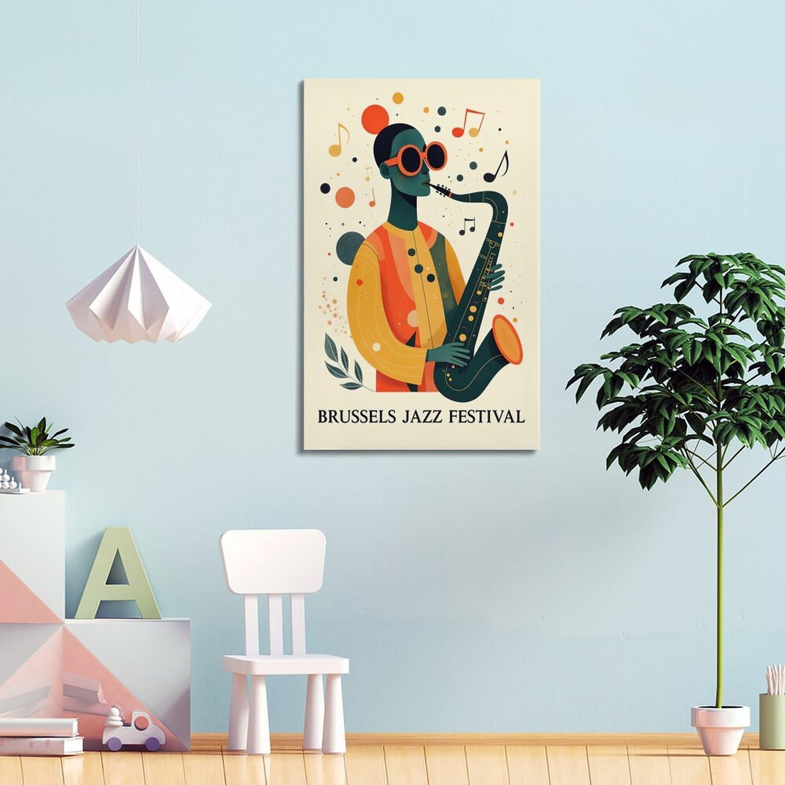 ZlXXYZ Poster su tela per decorazione moderna di famiglia e ufficio, motivo: musica di Bruxelles Jazz Festival, 40 x 60 cm, stile cornice