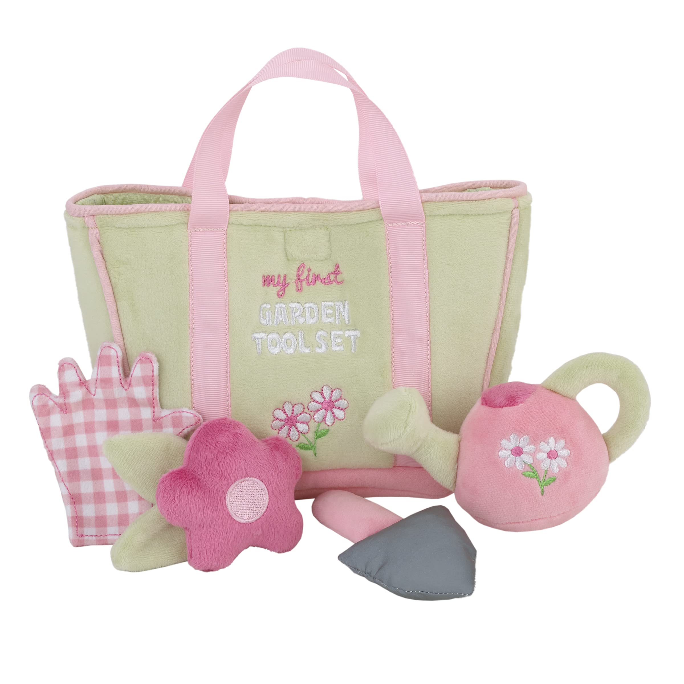 NoJo Little Love My First Garden Tools Green Plush 5 Piece Toy Set - Tote, Glove, Watering Can, Hand Trowel, and Flower