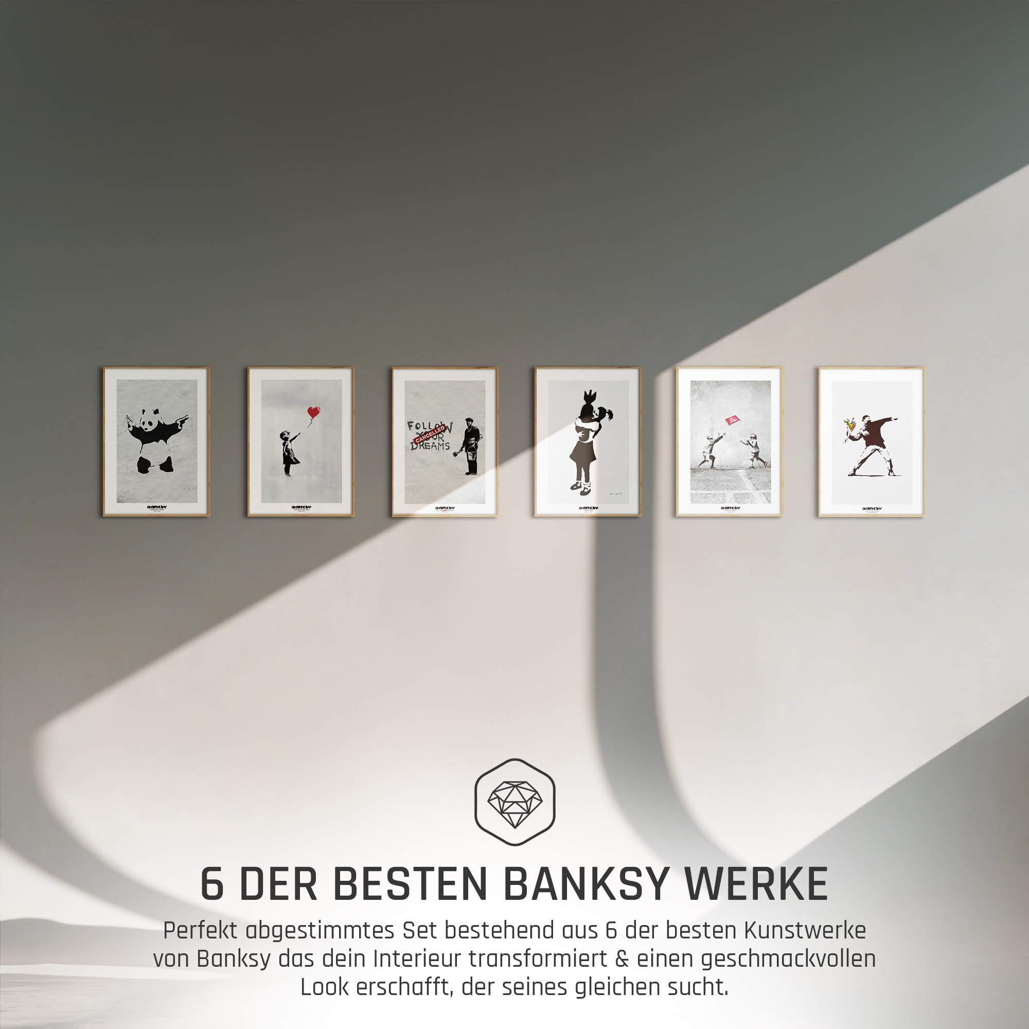 Stampa Su Tela Con Cornice, Opera D'arte In Stile Banksy, Minimalista Grigia, 20,3x25,4 Cm, Decorazione Moderna Per Parete