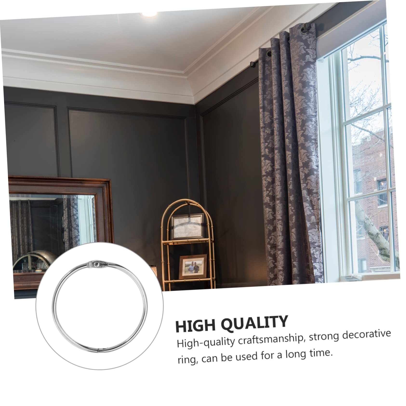 IWOWHERO 24Pcs Curtain Rings Silver Buckle Hoops for Shower and Home Decor Easy to Install Modern Design Fits Rods for Stylish Bathroom