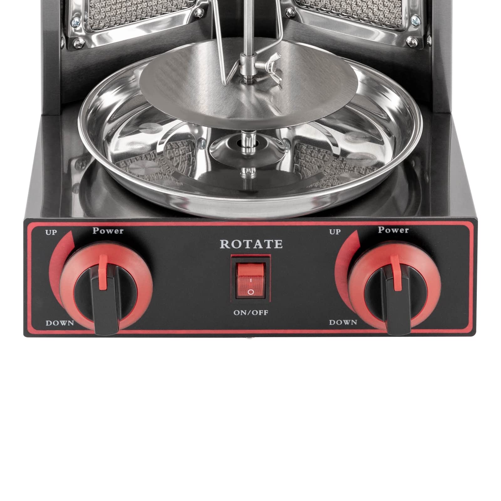 Gas Edelstahl Gas Döner Kebab Maschine Shawarma Gyro Grill Vertikal-Multigrill 3000W Dönergrill Tischgrill 360° Drehbar für Hotels Outlets Restaurants Snackbars