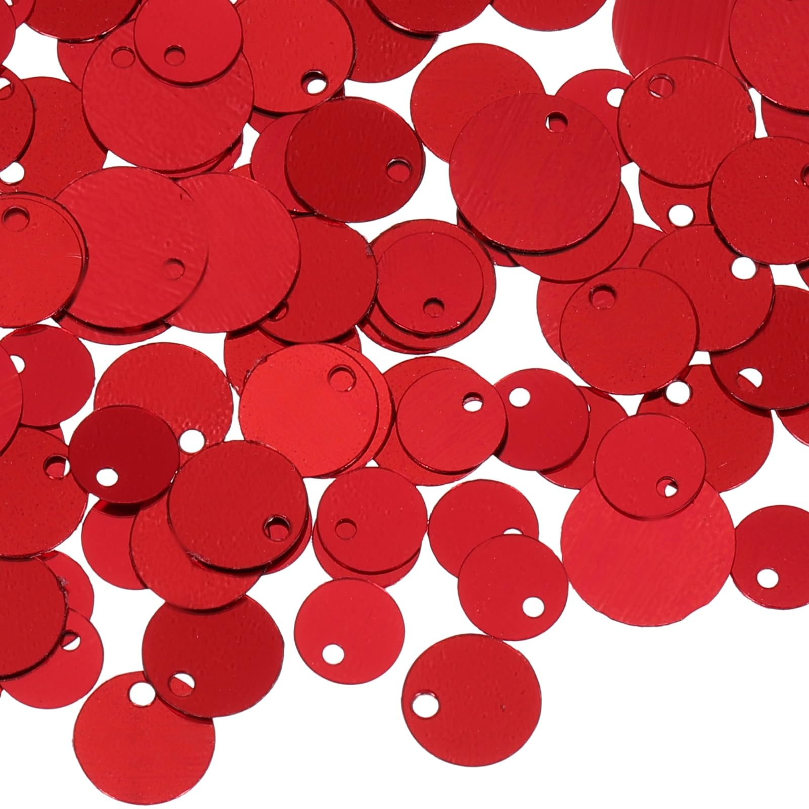 sourcing map 1500 Pcs Flat Round Sequins, 6/8/10mm Loose Paillettes Craft Sewing Sequins with Single Side Hole for DIY Embroidery Clothing Jewelry Making, Silver Tone Red โ image 1