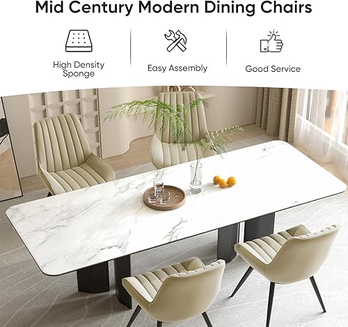 Miniatura 4 de Nalupatio Modern Dining Chairs Set of 4, Comfortable Dining Room Chairs with Thick Cushions, Fabric Upholstered Side Chairs with Metal Legs for