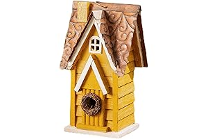 Glitzhome Wooden Church Birdhouse with Intricate Details and Rustic Charm