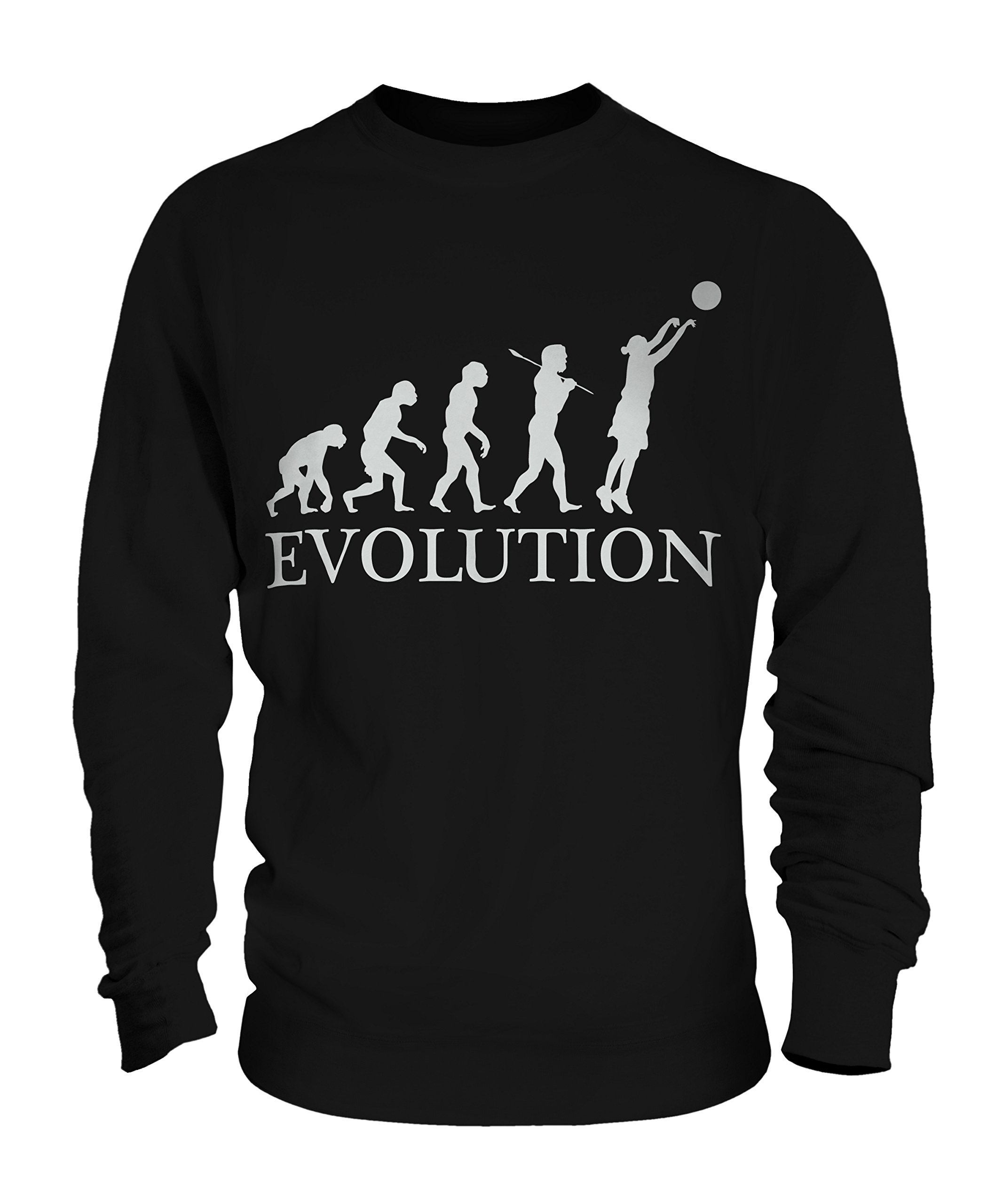 Candymix - Netball Evolution of Man - Bluza unisex Męski damski sweter sweter top, Czarny, 3XL