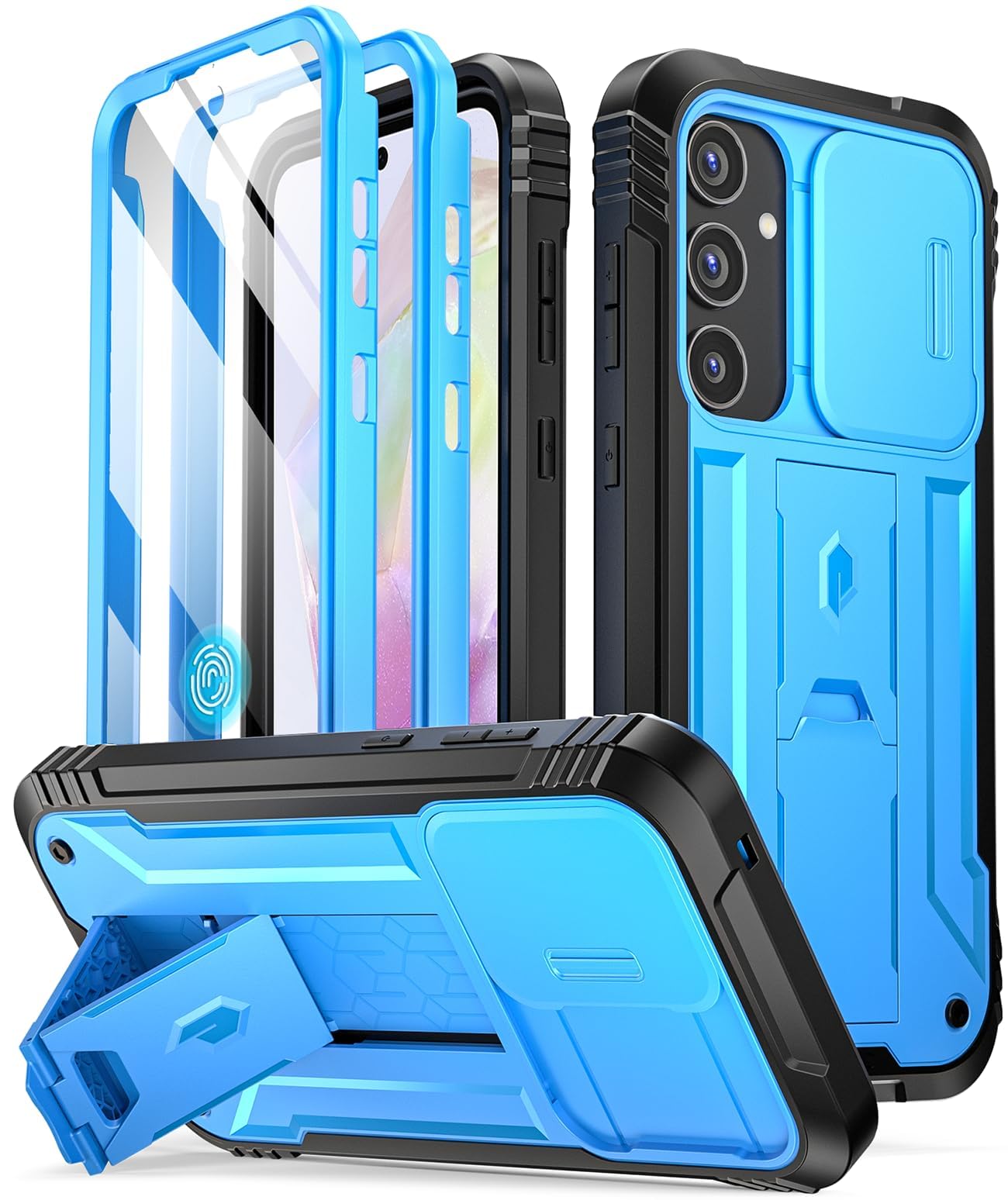 Poetic Revolution Case for Samsung Galaxy A35 5G, [Slide Camera Cover] [Screen Protector Works with Fingerprint ID] Military Grade Rugged Shockproof