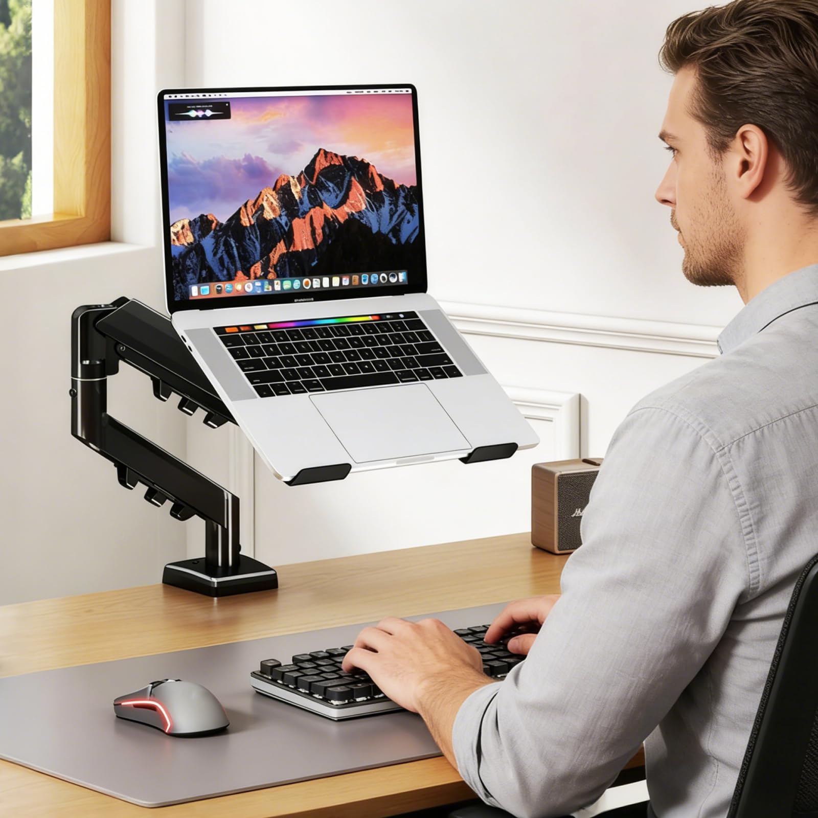 Supporto Per Monitor, Supporto A Parete In Metallo Per Laptop Girevole A 360° Braccio Per Monitor Laptop Computer Universale Per Notebook Da 12–18" E Schermi Da 17–32" Fino A 10 Kg