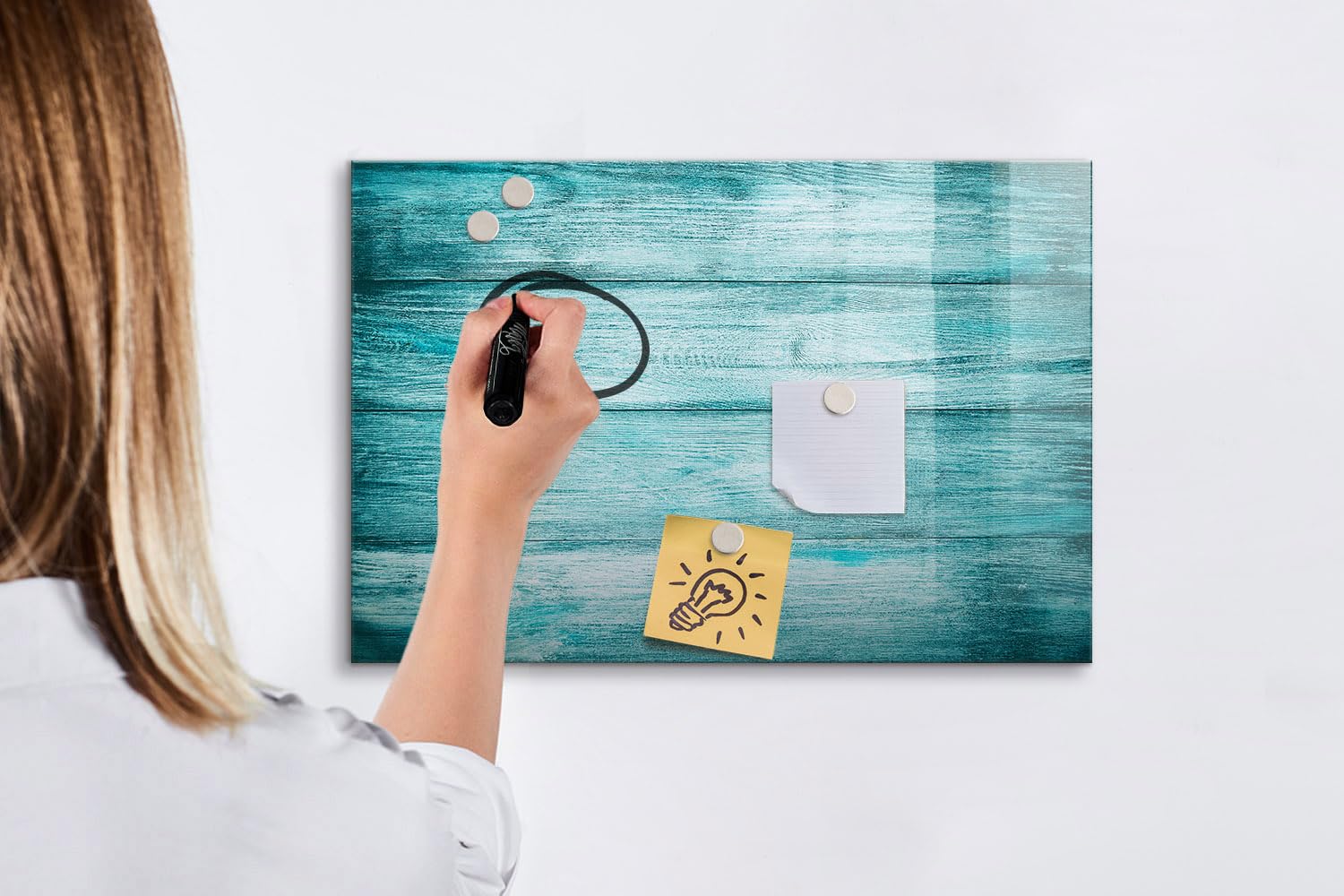 Pizarra de vidrio con diseño 60x40 cm | Madera vieja azul