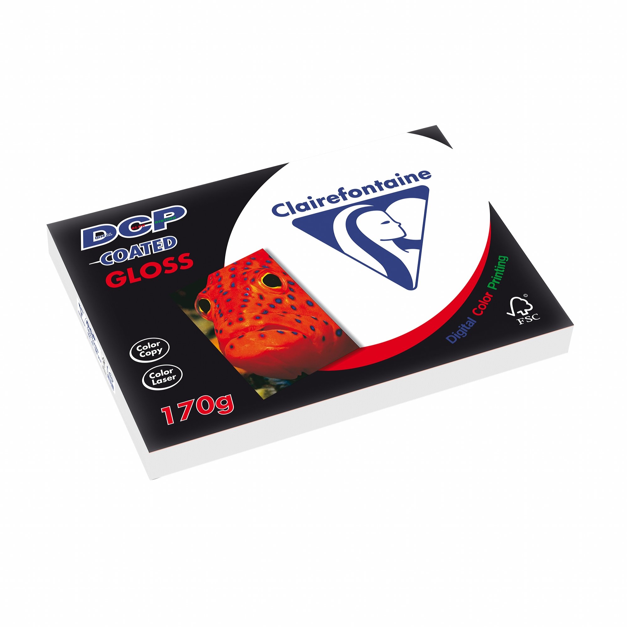 Clairefontaine 6852C Papier do drukarek DCP Premium do kopiowania obrazów o intensywnych kolorach, DIN A3, 29,7 x 42 cm, 170 g, 1 ryza z 250 arkuszami, lakierowany na biało