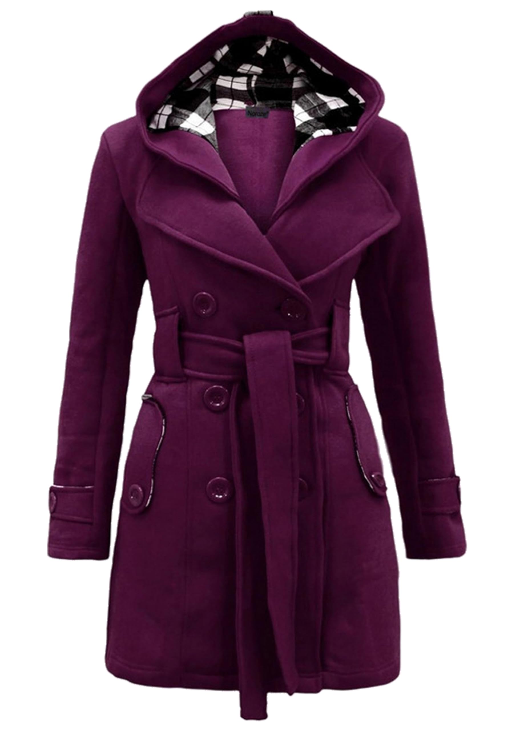 Damen Winter Coat Wollmischung Outwear Open Front Jacke Mit Kapuze
