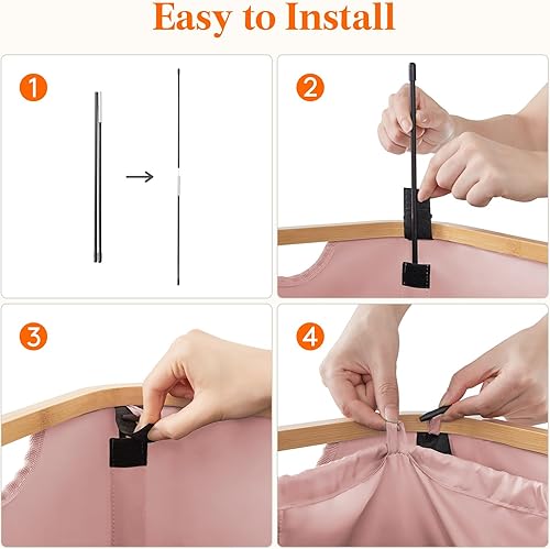 Miniatura 59 de Lifewit Cesta grande de 100 litros con tapa para ropa con asas de bambú y bolsa extraíble, plegable para dormitorio, baño, residencia universitaria