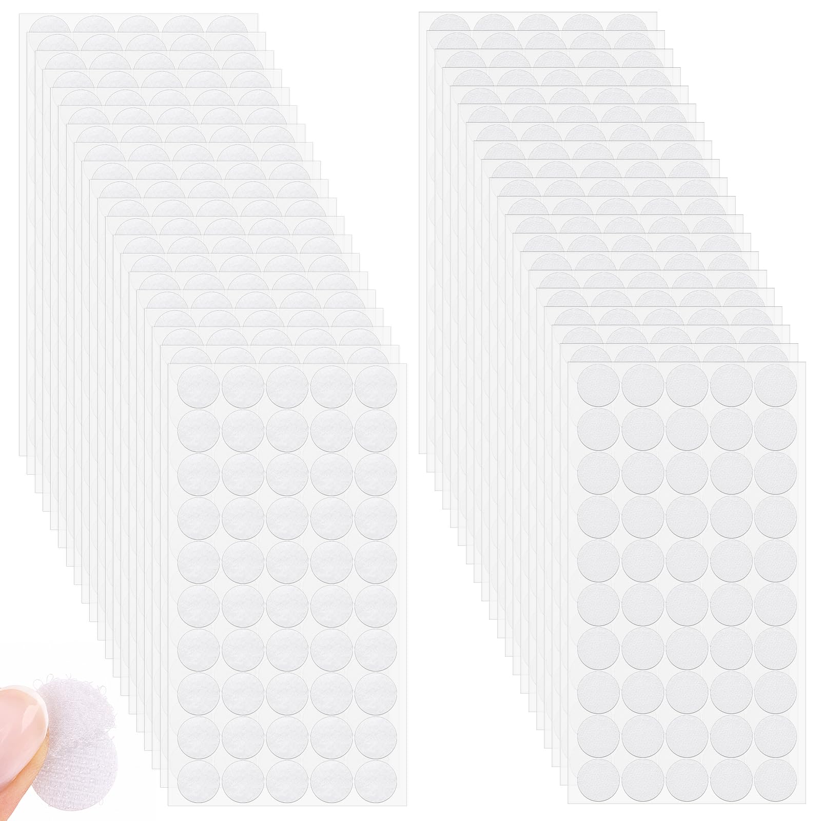 Akamino 2000 Pcs Self-Adhesive Hook and Loop Dots,3/4" (20mm) Double Sided Sticky Dots, 1000 Pair Nylon Sticky Back Coins Sticky for Craft DIY, Home, School, Office (White)