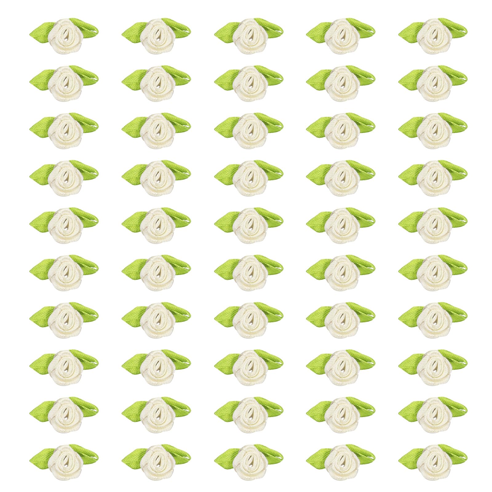300 Mini Rose Di Raso In Tessuto 1,5 Cm – Verde Chiaro Con Foglie, Per Decorazioni Fai Da Te E Matrimoni - 6